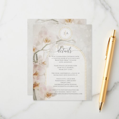 Floral Orchid Gold Geometric Blush Pink Details Enclosure Card