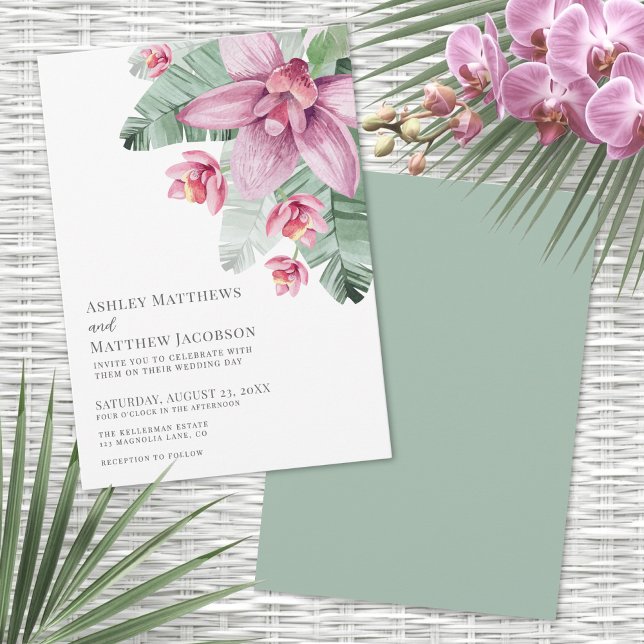 Floral Orchid Tropical Wedding Invitation (Floral Orchid Tropical Wedding Invitation)
