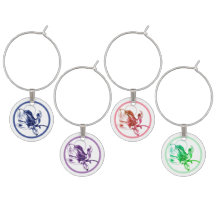 Floral Orchid Wine Charm Set