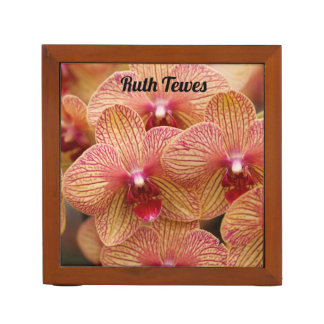 Floral Orchid Yellow and Pink in bloom Desk Organizer