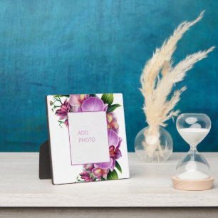Floral Orchids Add Photo Plaque