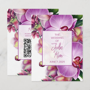 Floral Orchids Wedding Enclosure Card with QR Code