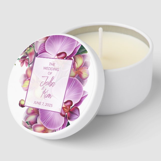 Floral Orchids Wedding  Mini Candle Favors (Corner)