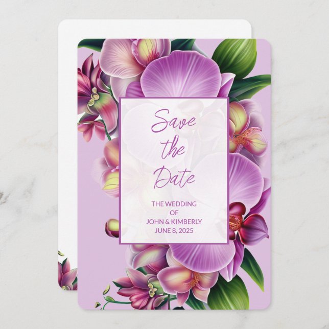 Floral Orchids Wedding Save The Date (Front/Back)