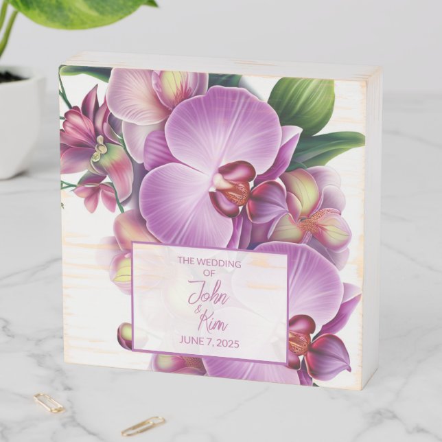 Floral Orchids  Wooden Box Sign (In Situ Horizontal)
