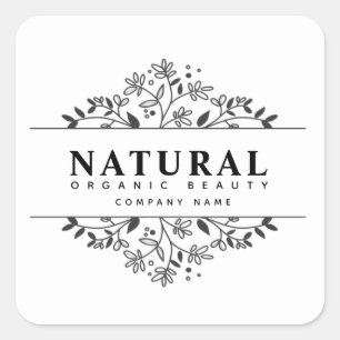 Floral organic beauty and cosmetics square sticker