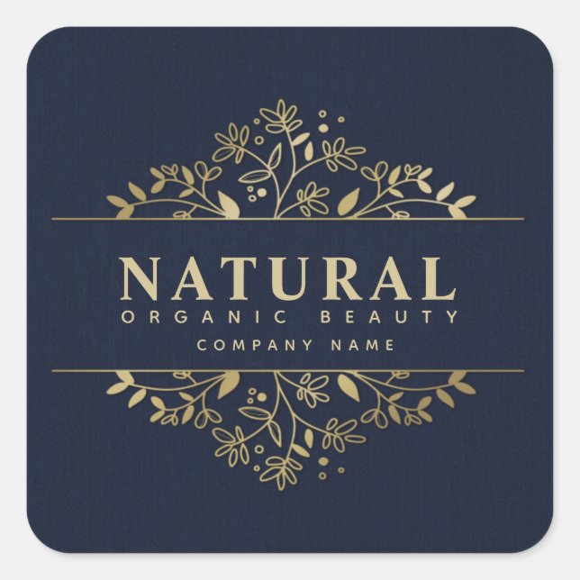 Floral organic beauty and cosmetics square sticker (Front)