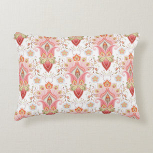 Floral oriental damask pattern with paisley and pe accent pillow