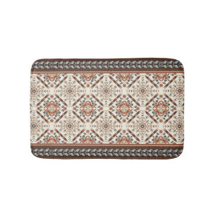 Floral Oriental Ethnic Pattern Bath Mat