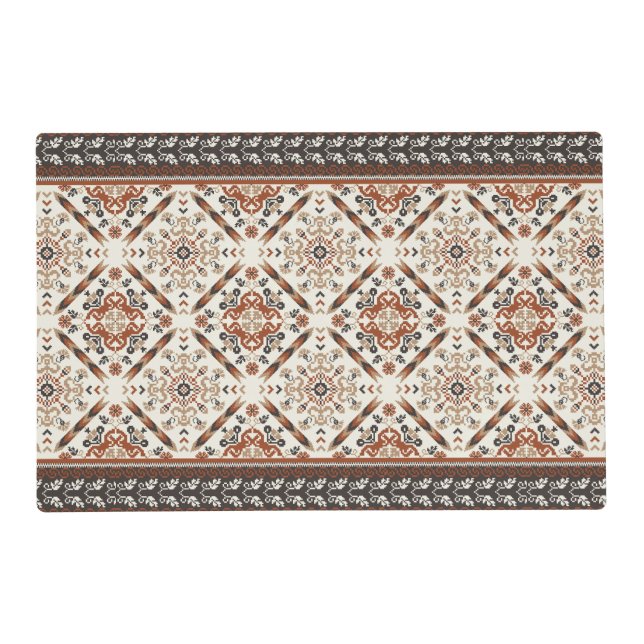 Floral Oriental Ethnic Pattern  Placemat (Back)