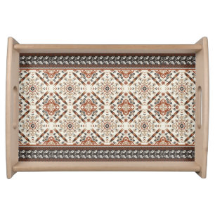 Floral Oriental Ethnic Pattern Serving Tray