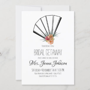 Floral Oriental Japanese Fan Bridal Shower Invitation