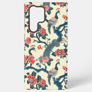 Floral Oriental Peacock Japandi style Samsung Galaxy S22 Ultra Case