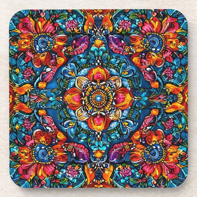 Floral Ornament Beverage Coaster (Front)