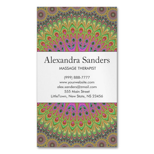 Floral Ornament Mandala Business Card Magnet (Front Vertical)