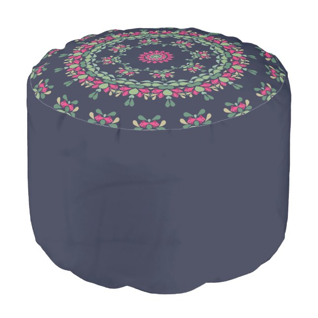 Floral ornament pouf (Angled Front)