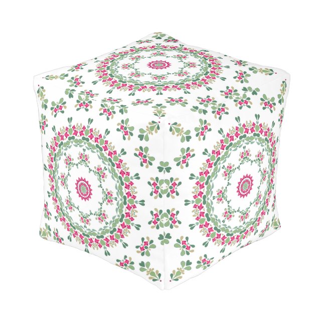 Floral ornament pouf (Angled Front)