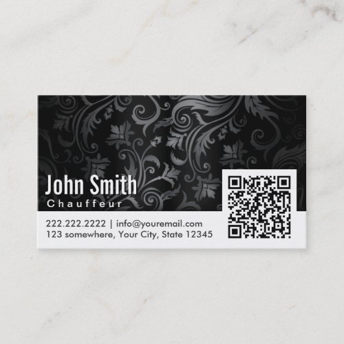 Floral Ornament QR Code Chauffeur Business Card