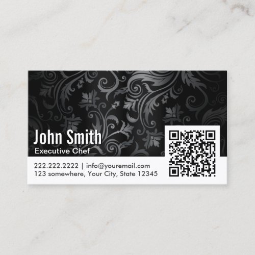 Floral Ornament QR Code Chef Business Card