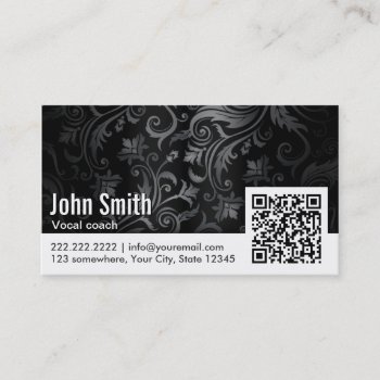 Floral Ornament Qr Code Vocal Coach Business Card by cardfactory at Zazzle