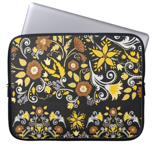 Floral Ornament Seamless Border Pattern Laptop Sleeve
