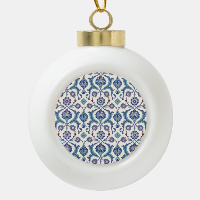 Floral Ornament: Traditional Arabic Pattern. Ceramic Ball Christmas Ornament (Front)