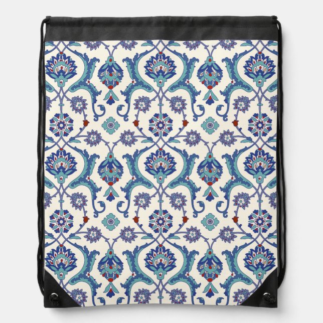 Floral Ornament: Traditional Arabic Pattern. Drawstring Bag (Front)