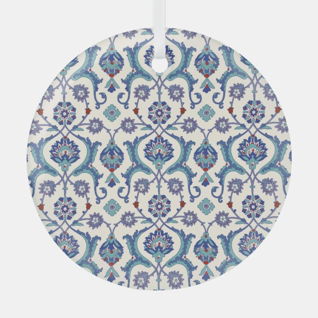Floral Ornament: Traditional Arabic Pattern. Glass Ornament (Front)