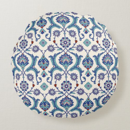 Floral Ornament Traditional Arabic Pattern Round Pillow
