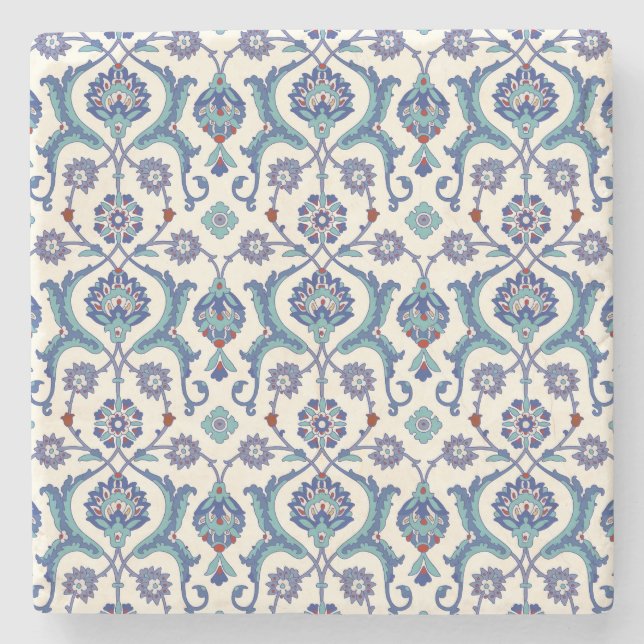 Floral Ornament: Traditional Arabic Pattern. Stone Coaster (Front)