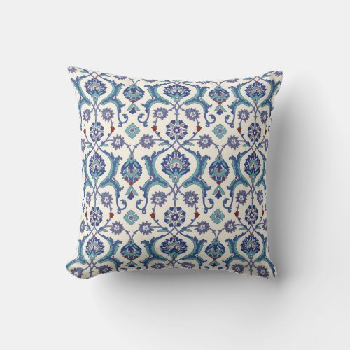 Floral Ornament Traditional Arabic Pattern Throw Pillow