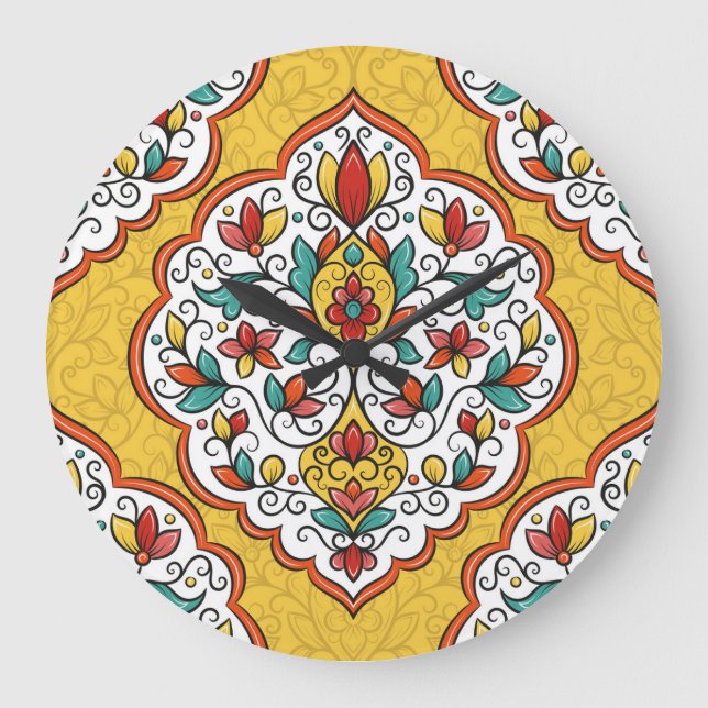 Floral Ornament: Turkish Indian Motifs. Large Clock (Front)
