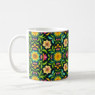 Floral Ornamental Pattern in Vibrant Colors Coffee Mug