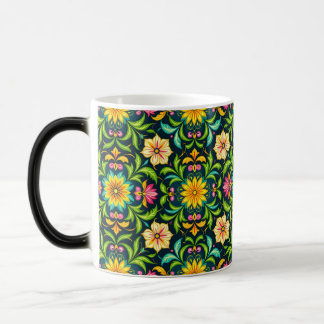 Floral Ornamental Pattern in Vibrant Colors Color Morph Mug