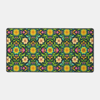 Floral Ornamental Pattern in Vibrant Colors Desk Mat