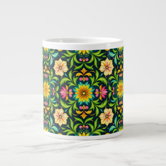 Floral Ornamental Pattern in Vibrant Colors Giant Coffee Mug