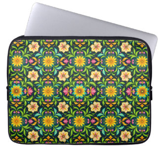 Floral Ornamental Pattern in Vibrant Colors Laptop Sleeve