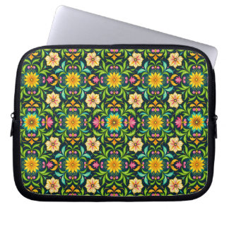 Floral Ornamental Pattern in Vibrant Colors Laptop Sleeve