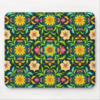 Floral Ornamental Pattern in Vibrant Colors Mouse Pad