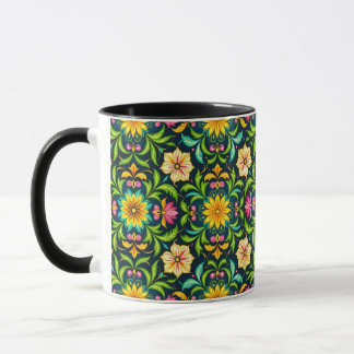Floral Ornamental Pattern in Vibrant Colors Mug