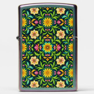 Floral Ornamental Pattern in Vibrant Colors Zippo Lighter