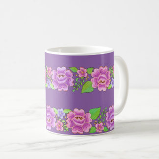 Floral Ornaments in Purple Coffee Mug