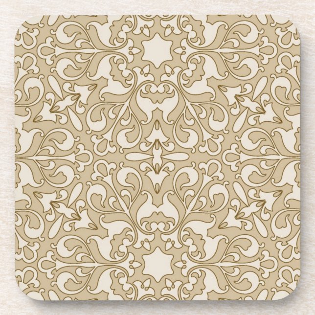 Floral ornate background beverage coaster (Front)