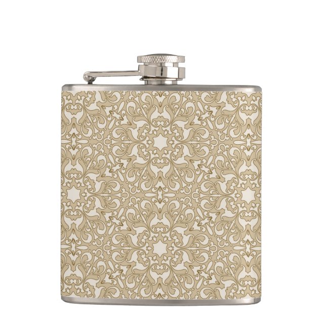 Floral ornate background hip flask (Front)
