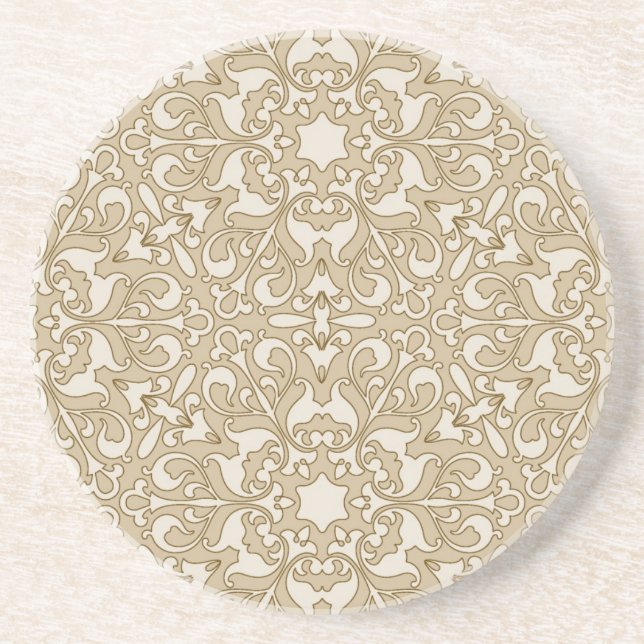 Floral ornate background sandstone coaster (Front)