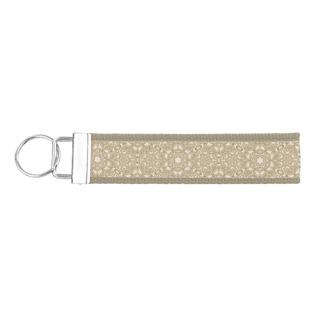 Floral ornate background wrist keychain (Keys on Left)