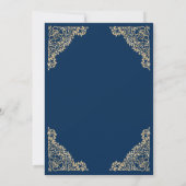 Floral Ornate Blue and Gold Islamic Muslim Wedding Invitation (Back)