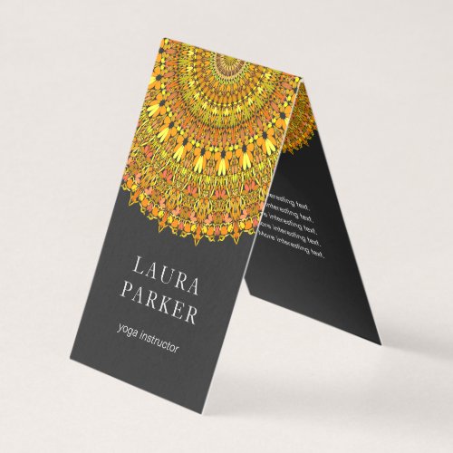 Floral Ornate Mandala in Orange and Yellow Tones Business Card