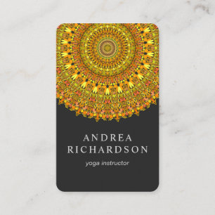 Floral Ornate Mandala in Orange and Yellow Tones Business Card