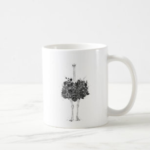 Floral ostrich coffee mug
